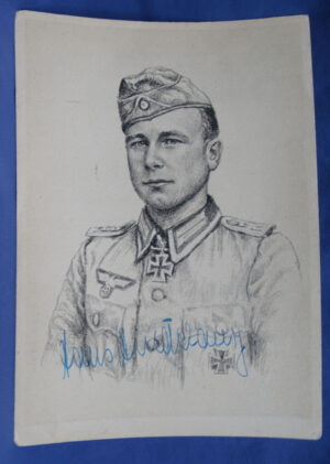 WWII German Knights Cross Recipient Hans Hindelang Autographed Postcard