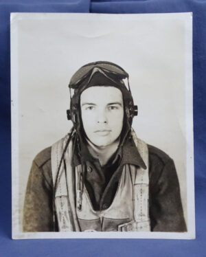 WWII USAAF Airman Photo Wearing Flying Gear 4 x 4 3/4"