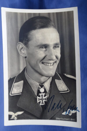 WWII German Luftwaffe Ace Knights Cross Recipient Gunther Rall Autographed Postcard