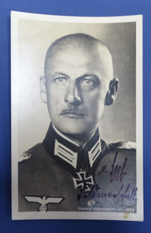WWII German Fieldmarschell Von Leeb Autographed Postcard