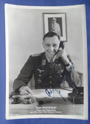WWII German Luftwaffe Knights Cross Recipient Major Adolf Dickfeld Autographed Postcard