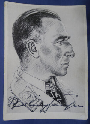 WWII German Knights Cross Recipient Major Martin Harlinghausen Autographed Postcard