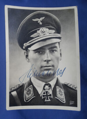 WWII German Luftwaffe Knights Cross Recipient Major Hitschold Autographed Postcard