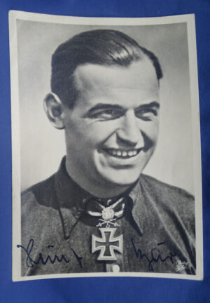 WWII German Knights Cross Recipient Me-262 Ace Heinrich Bar Autographed Postcard