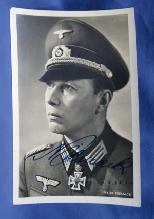 WWII German Army Knights Cross Recipient Major Niemack Autographed Postcard