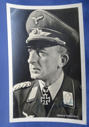 WWII German Luftwaffe Knights Cross Recipient General Bogatsch Autographed Postcard