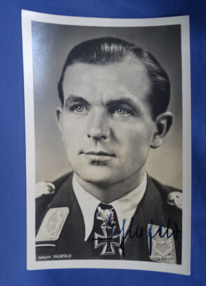 WWII German Luftwaffe Knights Cross Recipient Major Ihlfeld Autographed Postcard