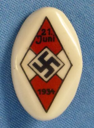 1934 Hitler Youth Sports Festival Porcelain Tinnie Badge