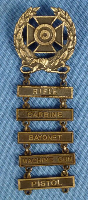 WWII Sterling U.S. Army Five Bar Expert Marksman Badge