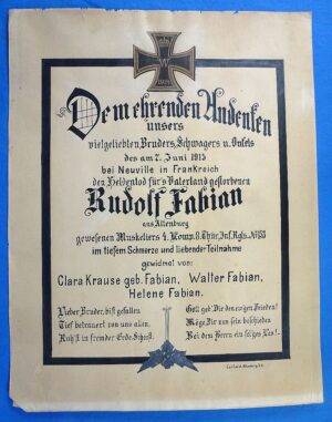 WWI German Soldier's Death Accolade