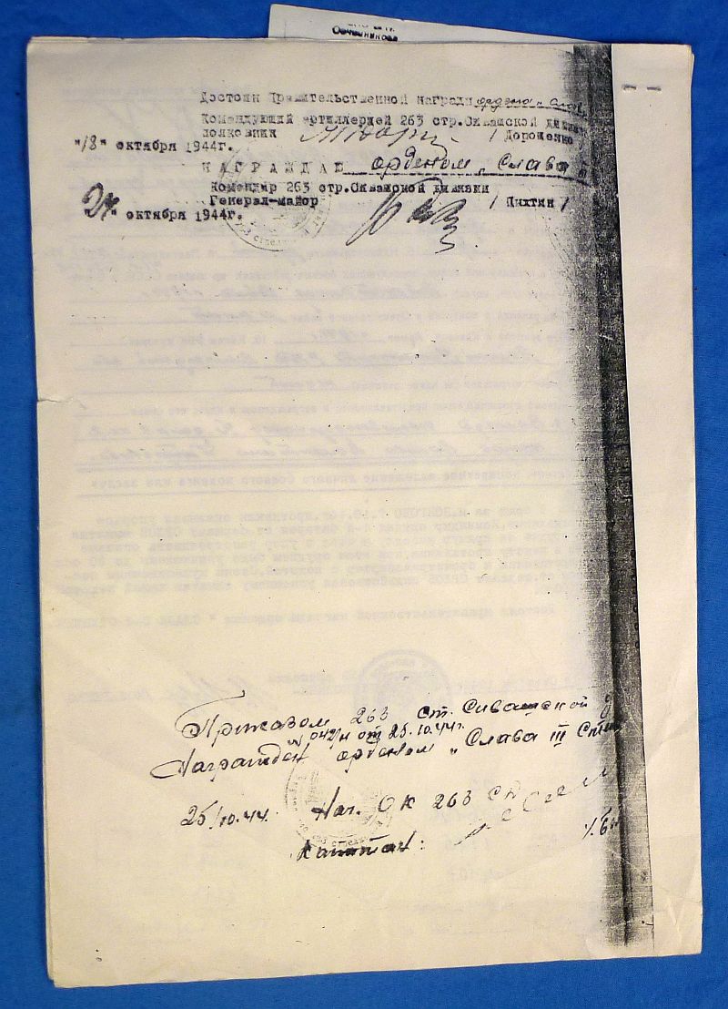 WWII Soviet Order of Glory Third Class with Research - Image 10
