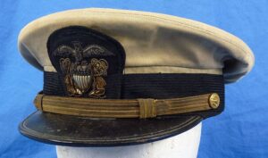 WWII U.S. Navy Officer Khaki Visor Cap