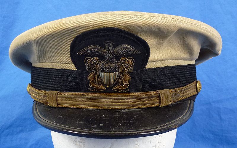 WWII U.S. Navy Officer Khaki Visor Cap - Image 2