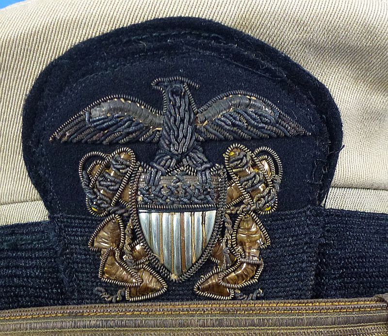 WWII U.S. Navy Officer Khaki Visor Cap - Image 3