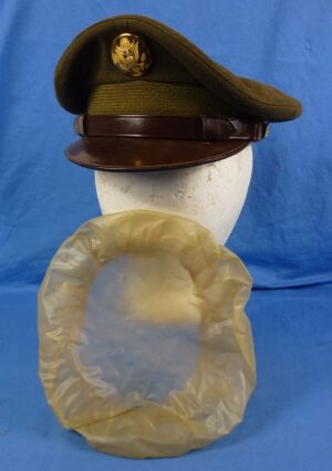 WWII U.S. Army EM/NCO Visor Cap with Rain Cover