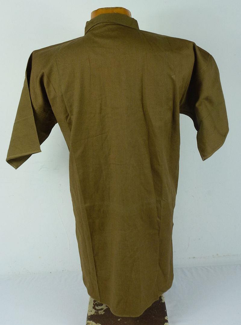 WWII Japanese Navy EM/NCO Olive Brown Short Sleeve Shirt - Image 3