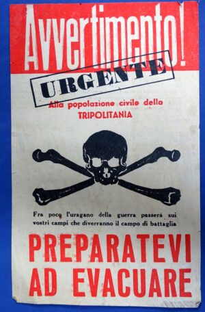US to Italian Town of Tripolitania Libya Evacuate Leaflet