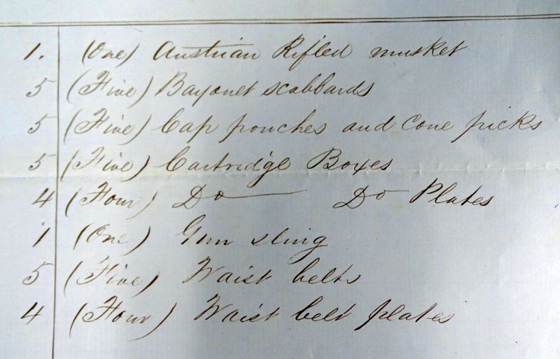 1863 15th Michigan Invoice of Returned Ordnance - Image 2