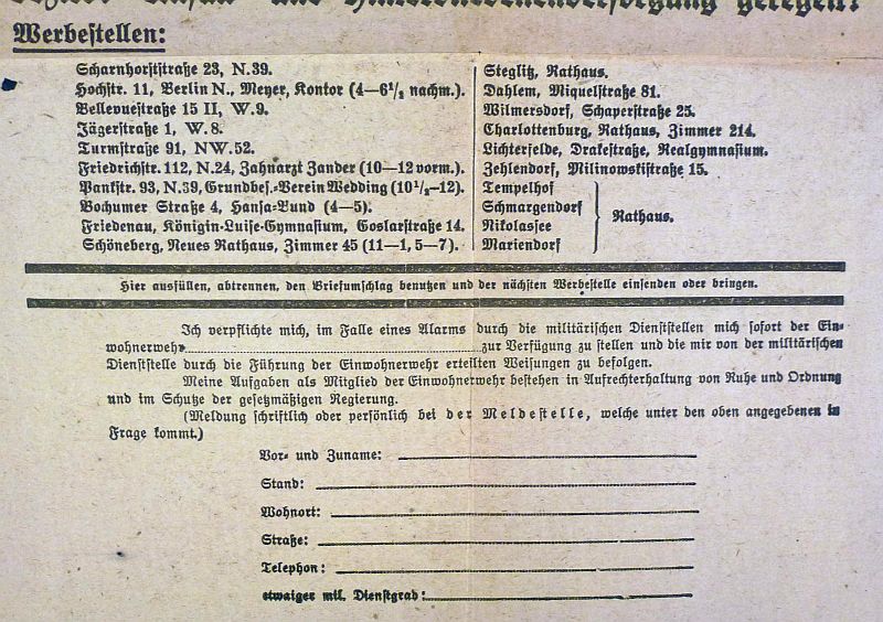 Weimar Period Berlin Civilian Militia Recruiting Leaflet - Image 3