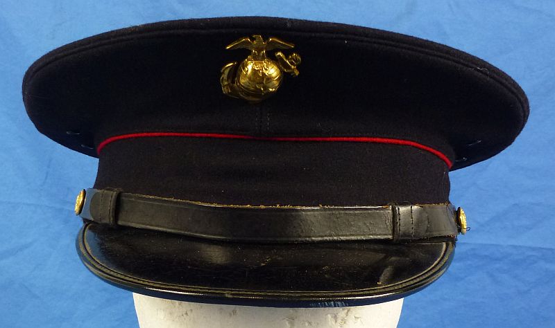 WWII U.S. Marine Corps EM/NCO Dress Blue Visor Cap - Image 2