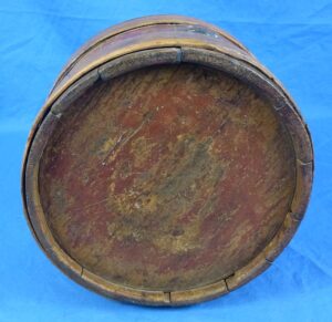 Revolutionary War Era Wooden Barrel Canteen in Original Red Paint