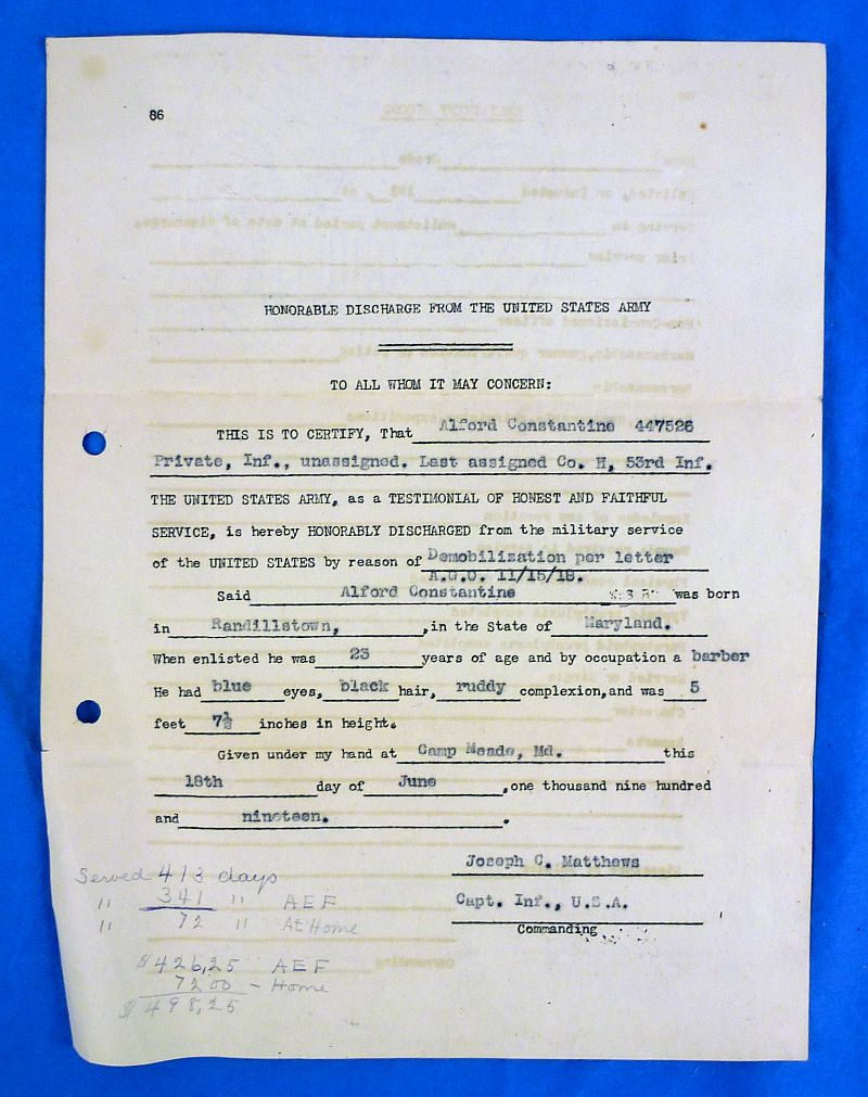 Named WWI 6th Division Victory Medal, Insignia and Documents Group - Image 8