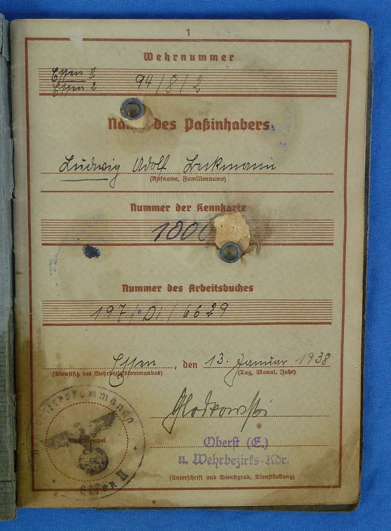 1938 German Army Wehrpass - Image 2