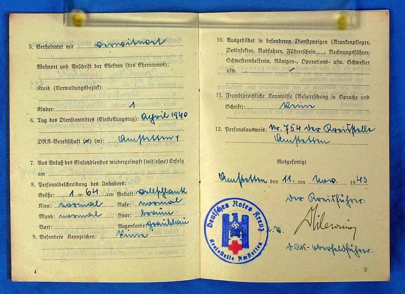 One Woman's WWII German Red Cross Identification Book, Service Book, and Armband - Image 6