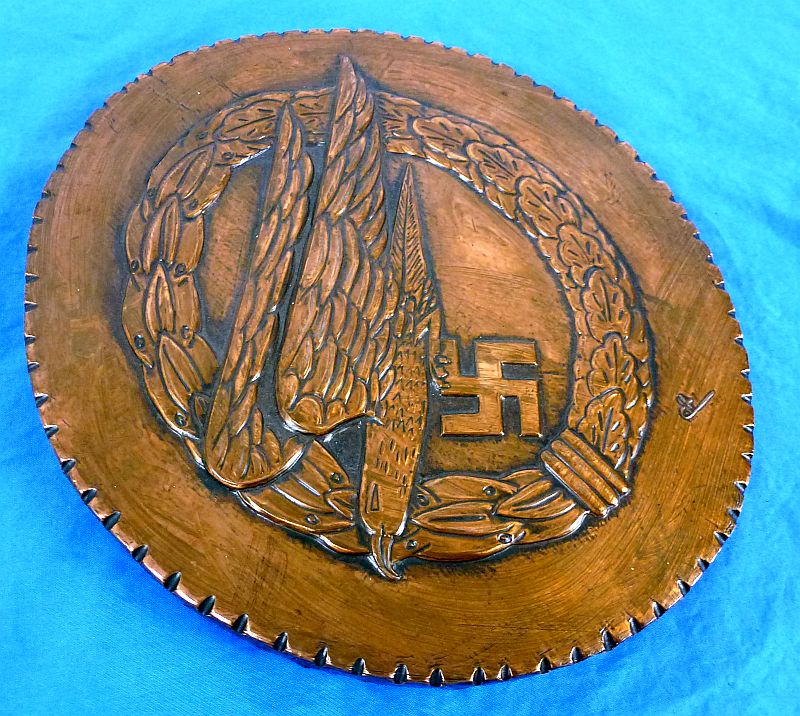 Large Luftwaffe Fallschirmjager Badge Copper Plaque - Image 2