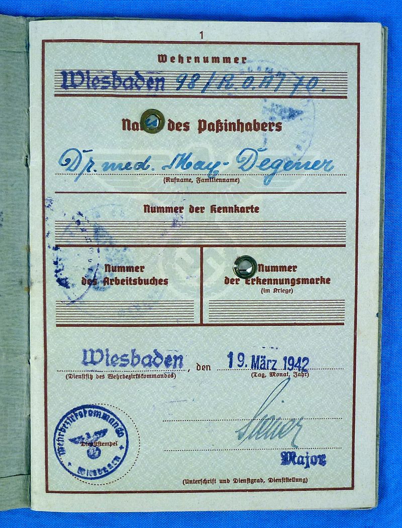 WWII German Replacement Wehrpass of an Army Medical Doctor - Image 2