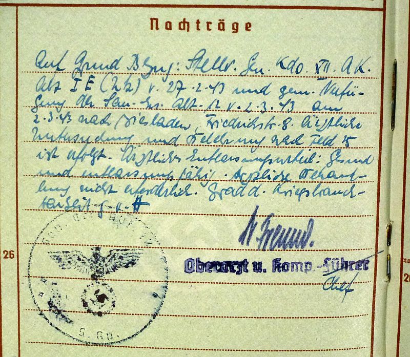 WWII German Replacement Wehrpass of an Army Medical Doctor - Image 10