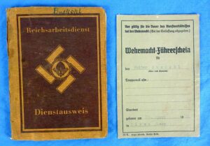 1943 RAD Labor Service Member Book for a Flak Battery in France