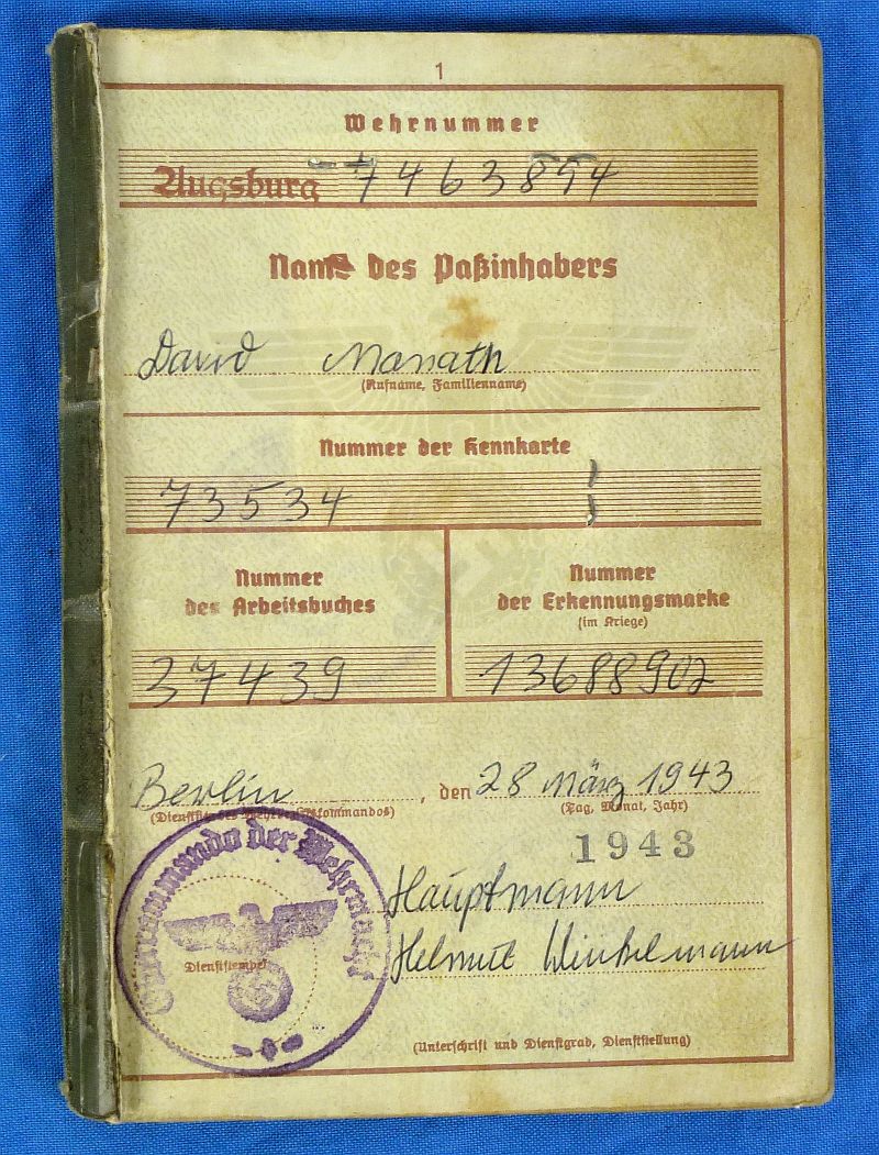 German Army Wehrpass with Photo in Tropical Uniform - Image 2