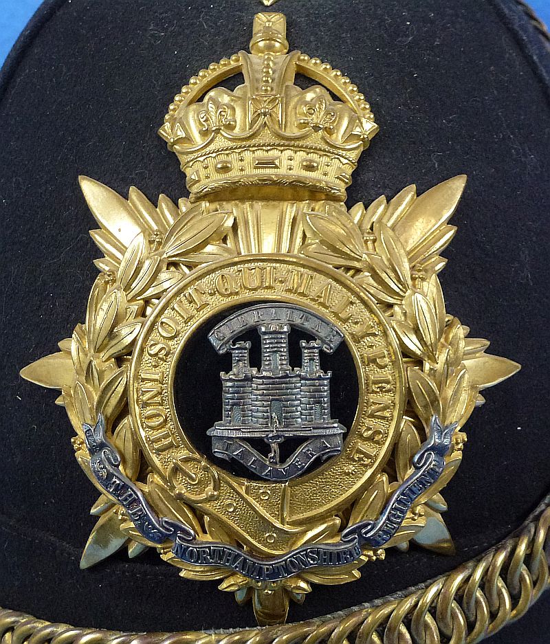 British Edwardian Period Northamptonshire Regiment Officer's Home Service Helmet - Image 2