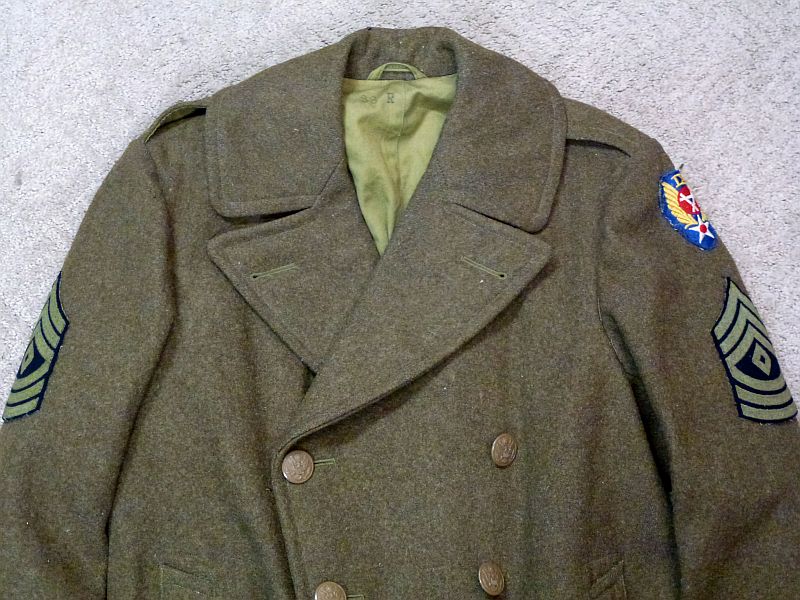 WWII U.S. Army IX Aviation Engineer Command First Sergeant's Wool Overcoat Size 38 Regular - Image 2