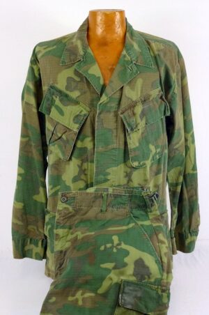 Vietnam War Camouflage Slant Pocket Jungle Jacket and Trousers Dated 1968