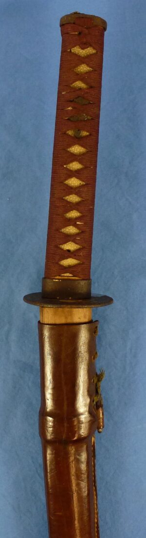 Old Japanese Katana in Leather Combat Covered Scabbard