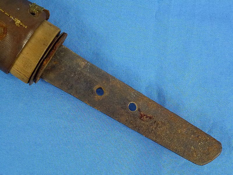 Old Japanese Katana in Leather Combat Covered Scabbard - Image 3