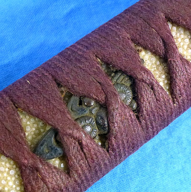 Old Japanese Katana in Leather Combat Covered Scabbard - Image 12