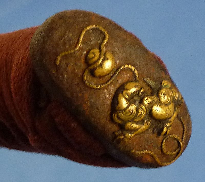 Old Japanese Katana in Leather Combat Covered Scabbard - Image 13