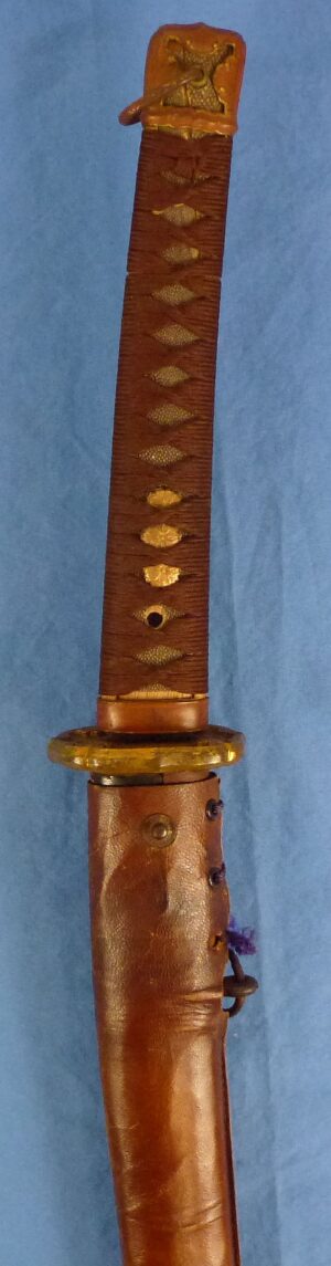 WWII Shin Gunto Japanese Army Officer Sword in Leather Combat Cover