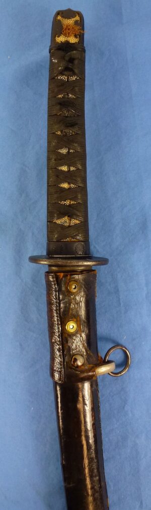 1807 Dated Japanese Katana Signed "Yoshitsugu" in Civilian Mounts with a Leather Combat Scabbard Cover