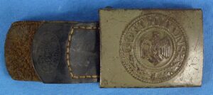 German Army EM/NCO Buckle on 1941 Dated Leather Tab