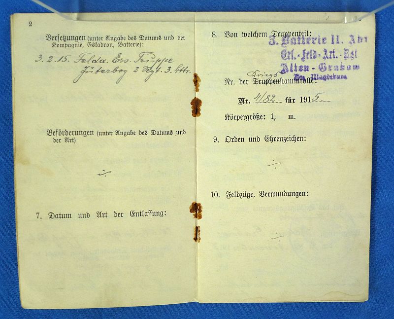 WWI Imperial German Artillery Soldier's Militarpass, Photographs, and Unit History Group - Image 6