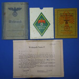 German Army Wehrpass and Volkssturm Standschutzen Battalion Soldbuch