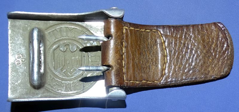 WWII German Army Enlisted / NCO Belt Buckle With Leather Tab Dated 1938 - Image 2