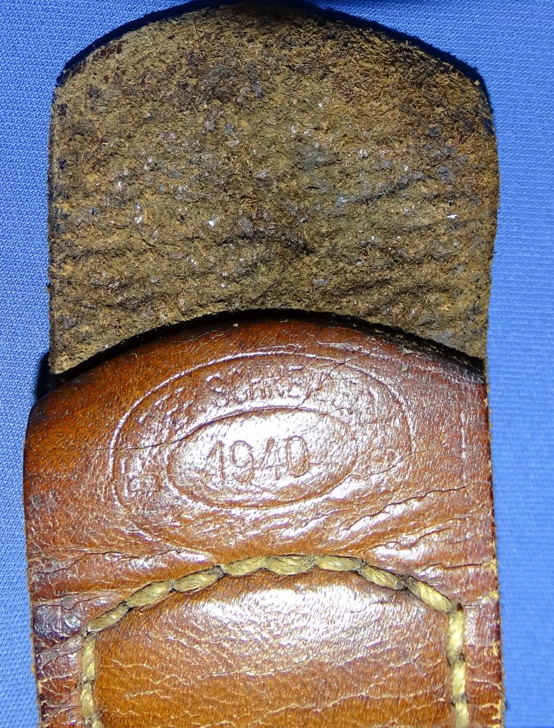 WWII German Army Enlisted / NCO Belt Buckle With Leather Tab Dated 1940 - Image 3