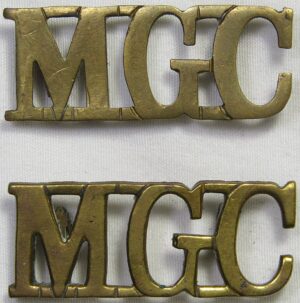 Pair WWI British Machine Gun Corps Brass Titles
