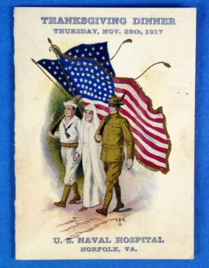 1917 U.S. Naval Hospital Thanksgiving Menu