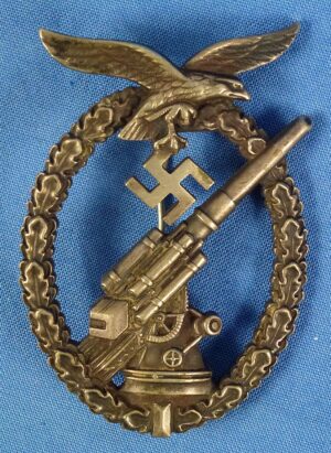 Luftwaffe Ball Hinge Flak Badge in Tombac - Adolf Scholze